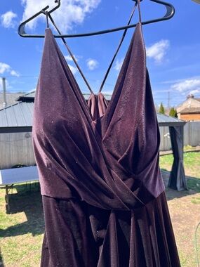 Elegant Velvet Wrap-Front Dress in chocolate brown